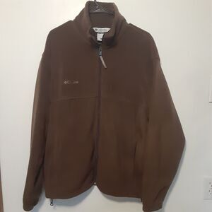 Columbia Jacket Mens Large Brown Mock Neck Full Zip Long Sleeve Fleece